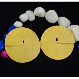 ต่างหูทองเหลืองทำมือ ชุบทองคลาสสิก สไตล์หรูหรา - Product Image 1