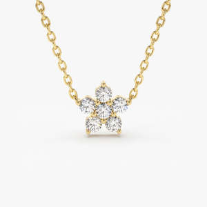 Colgante delicado de diamante redondo natural con cadena de oro de 18 quilates de alta calidad para mujer collar de racimo de moda - Product Image 1