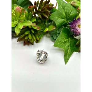 Navajo-Made Boho <b>Statement</b> <b>Ring</b> Sonoran Mountain Turquoise & Sterling <b>Silver</b> Everyday Wear Size 8.5 Rhodium Plating - Product Image 4