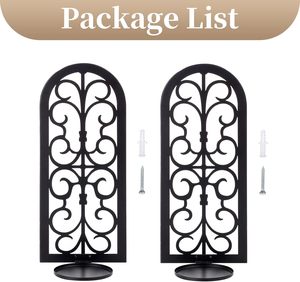 Juego de 2 candelabros de pared para colgar velas de Metal, candelabro montado en la pared Vintage negro para velas de pilar de luz de té, arte de pared - Product Image 4