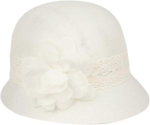 Chapeau cloche rayé <span class=keywords><strong>Angela</strong></span> William pour femme - Chapeau bob d'été imprimé en sérigraphie avec cordon de serrage réglable - 100 % coton blanc pour adulte - Product Image 1