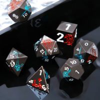 Jeu de dés DND bleu-noir à pointes, 7 dés métalliques pour jeux de rôle Dragon et Donjons, à bords tranchants, faits à la main, pour jeux de société