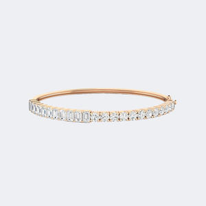 4.00CTW Round , Emerald Cut Prong <b>Set</b> Diamond <b>Bangle</b> Bracelet - Product Image 3