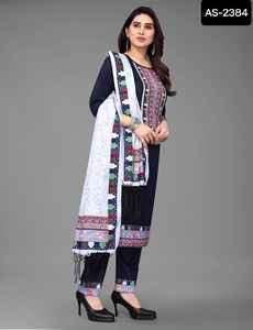 Stylish Punjabi Casual Wear Cotton Dress with Printed Work with Maslin Dupatta Latest Design Georgette Embroidery Work Kurtis - Product Image 6