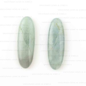 Aigue-marine naturelle de qualité supérieure 10x30mm Cabochon de forme ovale à dos plat Cabochon calibré pierres précieuses en vrac fabrication de bijoux - Product Image 2