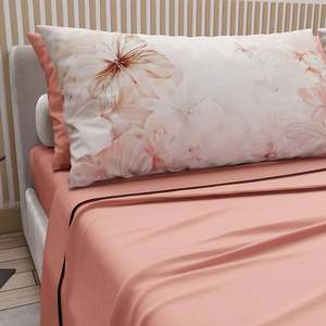 Parure de lit rafraîchissante en microfibre tissée 100% 125 GSM 300 fils, 6 pièces – Draps plats, draps-housses, taies d'oreiller, anti-boulochage, infroissable - Product Image 1