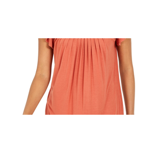 Style & Co Top da donna marrone X-Small con collo plissettato e maniche a volant, in maglia traspirante, stile casual - Product Image 3