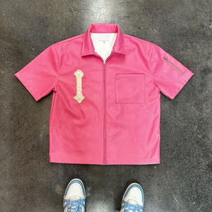 เสื้อหนัง Pu เย็บปักถักร้อยแบบกําหนดเองที่ด้อยความยากลําบากเสื้อหนัง Hip Hop Pu สําหรับผู้ชาย - Product Image 4