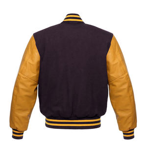 Brown Body Glod sleeve varsity bomber <b>jacket</b> <b>Letterman</b> <b>Jacket</b> with Leather Sleeves <b>letterman</b> custom leather varsity <b>jacket</b> - Product Image 3