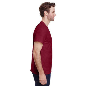 T-shirt d'été uni à manches courtes et col en O 100% coton tricoté pour hommes - Product Image 5
