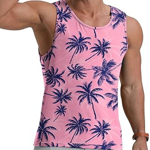 Custom Men's Breathable Quick Dry <b>Running</b> <b>Singlet</b> Tank Top Vest Casual Knitted Weaving Sublimation Print Cotton/Polyester OEM - Product Image 5
