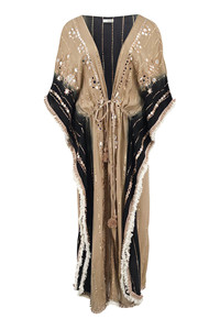 ชุดกิโมโนโบโฮขายส่ง แขนยาว ทำมือ ย้อมสีแบบไท-ได ผ้าเนื้อเดียว ยาวคลุมเท้า ผ้าฝ้าย 100% เหมาะสำหรับวันหยุดพักผ่อนฤดูร้อน ชุดคลุมชายหาด - Product Image 3