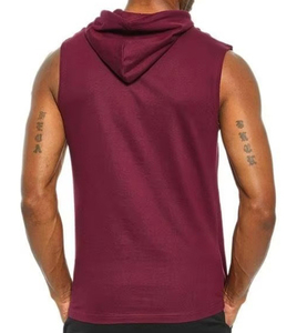 High Quality Custom Made Activewear Comfortable <b>Sleeveless</b> <b>Hoodie</b> Tank Top for Training Fitness and Gym Sports Solid Pattern - Product Image 6
