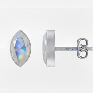 ต่างหูเงินแท้ 925 ประดับมูนสโตนสีรุ้งทรงลูกแพร์รูปไข่ ดีไซน์ผีเสื้อเก๋ไก๋ทันสมัย ตกแต่งขอบแบบ Bezel เหมาะสำหรับเป็นของขวัญในงานปาร์ตี้ - Product Image 3