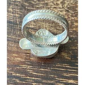 Navajo-Made Fine Jewelry Kingman Turquoise & Sterling <b>Silver</b> <b>Statement</b> <b>Ring</b> Size 6.75 for Everyday Wear - Product Image 5