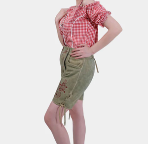 Oktoberfest Festival German Trachten Women Goat Suede Leather Cheap Wholesale Bavarian <b>Lederhosen</b>, German Leather Shorts - Product Image 5