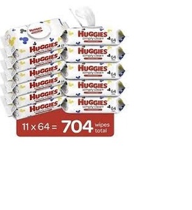 Lingettes pour couches pour bébés Huggies Simply Clean non parfumées, 11 paquets à rabat (704 lingettes au total), emballage - Product Image 5