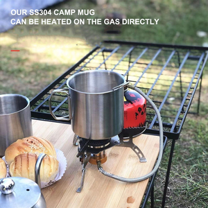 Camping Carabiner <strong>Coffee</strong> Drinking <strong>Folding</strong> Mug with Handle Stainless Steel Cup Metal Double Wall Beer Tea Pint 200ml 300ml 400ml - Product Image 3