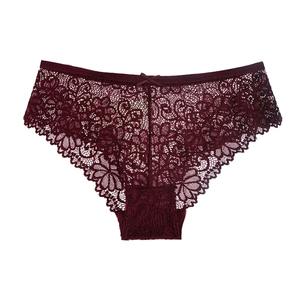 Culottes en dentelle florale en maille, sous-vêtements sexy transparents, taille basse, logo, lingerie féminine - Product Image 3