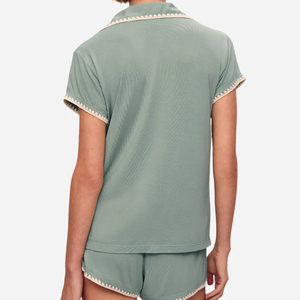 Set <span class=keywords><strong>Pigiama</strong></span> Corto in Modal, Completo Due Pezzi con Maniche Corte per <span class=keywords><strong>Donna</strong></span>, Set Lounge Organico, Pigiami Personalizzati in <span class=keywords><strong>Jersey</strong></span> - Product Image 4