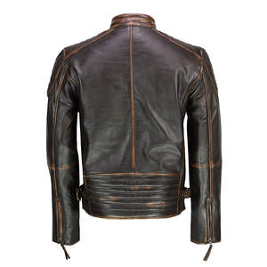 Veste de bombardier en toile PU véritable pour hommes, moto, col montant, style vintage, capuche - Product Image 6