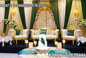 El mejor juego contemporáneo de sofás de boda, juego de sofás elegantes de boda musulmana, fabricante de muebles de madera tallada con estilo - Product Image 2