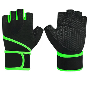 Half Finger Fitness Gloves Yellow Black <b>Leather</b> Weight Lifting Gym Unisex Adjustable <b>Wrist</b> <b>Strap</b> - Product Image 3