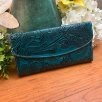 YWCE Tas Dompet Wanita Model Terbaru Tahan Air 100% Kulit Asli Desain Ukiran Bunga untuk Penggunaan Sehari-hari dan Acara Malam