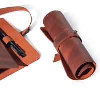 Estuche Enrollable para Lápices de Cuero Genuino Artesanal, 9 Ranuras, Regalo para Estudiantes, Portaplumas, Porta Marcadores, Pinceles de Maquillaje, Lápices de Dibujo