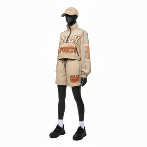 Conjunto Corto de Chaqueta Cortavientos para Mujer, Tejido Suave de Poliéster y Nailon, Diseño de Paneles de Color, Logotipo Personalizado, Transpirable - Product Image 4