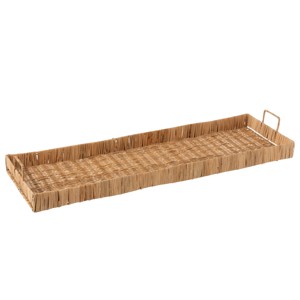 Long plateau de service rectangulaire tissé Boho plateau de Bar Boho plateau en rotin en osier pour Table à manger fête et décoration de mariage en gros - Product Image 5