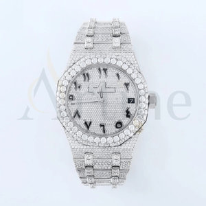 Esfera analógica árabe clásica de alta calidad VVS Lab Grown Diamond Luxury Acero inoxidable Reloj de moda automático Busto Iced Hip Hop - Product Image 1
