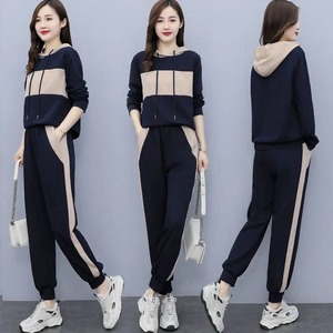 ชุดกีฬาสองชิ้นสำหรับผู้หญิงชุดวอร์มทรงโอเวอร์ไซส์สีทึบชุดวอร์มและกางเกงขายาวสำหรับเล่นกีฬาฤดูใบไม้ร่วงและฤดูหนาว - Product Image 5