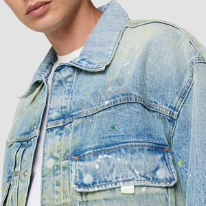 Customized Solid Color <b>Denim</b> Jacket For Men With Logo Breathable Lightweight Casual Jeans Jacket High Quality <b>Material</b> - Product Image 6
