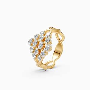 0.639 Ct Lab Grown Diamond Blooming Spark Floral Eco Friendly <b>Statement</b> <b>Ring</b> In 9K Yellow White And Rose Gold - Product Image 2