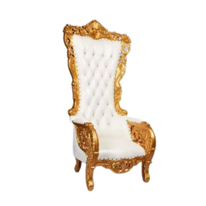Chaise de trône de roi à dossier haut Chaise de trône en bois de teck Chaises de trône de mariage royal au design de luxe haut de gamme à vendre - Product Image 1