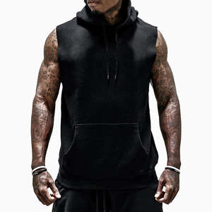 Premium hommes conception personnalisée à capuche survêtement Singlet respirant tricoté Muscle débardeur entraînement gilet sans manches pour la course à pied - Product Image 1