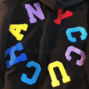 Tarif de gros sur mesure multi couleurs chenille broderie à manches longues pull à capuche Street Wear chenille patchs sweats à capuche - Product Image 5