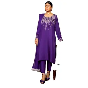 Salwar Kameez Bộ Đồ Voan Màu Tím Váy Thiết Kế Pakistan Váy Cưới Bộ Sưu Tập Eid 2023