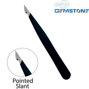 Juego Profesional de Pinzas para Cejas 4 en 1 de Acero Inoxidable, Logotipo Personalizado, Depilación, Modelado, Punta Inclinada, Plana, Angulada, Cuero Negro - Product Image 6