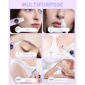 Épilateur électrique 5-en-1 pour femmes, rasoir rechargeable par USB, pour le corps, les aisselles, le bikini, les sourcils, le nez, le visage, lavable - Product Image 4