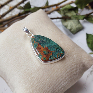 Chrysocolla Gemstone 925 Sterling Silver Collet Pendentif À La Main En Gros Pendentif Fantaisie Forme Pendentif PP-25 - Product Image 3