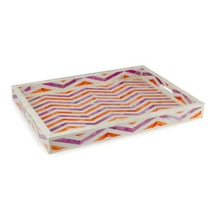 Bandeja con incrustaciones de huesos, bandeja para servir hecha a mano, incrustaciones de huesos de lujo, desayuno de Ramadán, comida, fruta, café, té, bandeja decorativa - Product Image 1