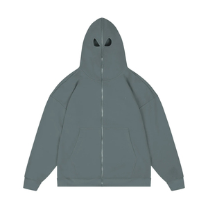 Sudadera con Capucha de Estilo Urbano, 100% Algodón, con Doble Cremallera para Estampado Puff y Bordado, Sudadera con Cremallera Completa para Invierno, Venta al por Mayor - Product Image 4