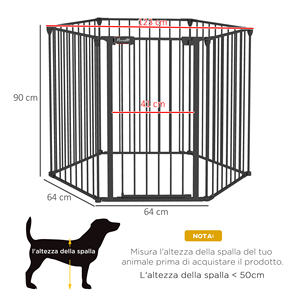 PawHut Puerta Plegable y Modular para Perros de Tamaño Mediano en Metal y Plástico, 123x102x90 cm, Negro - Product Image 3