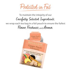 Thé aux herbes Bigelow Tea au gingembre, pêche et curcuma, thé sans caféine au gingembre et à la pêche, boîte de 18 sachets (lot de 6), 108 sachets de thé - Product Image 2