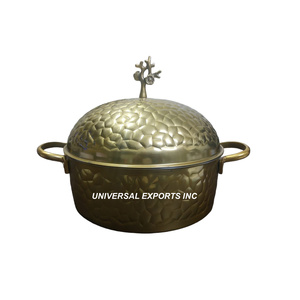 Walnut Finished Wooden Hotpot With Gold Hammered Lid Nice Quality Handmade Casserole Hot Selling New Metal <b>Food</b> <b>Warmer</b> - Product Image 6