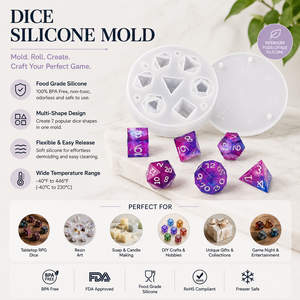 7 lubang tepi tajam cetakan silikon dadu polihedral untuk pengecoran Resin epoksi DIY papan meja dadu standar hadiah pecinta permainan - Product Image 1