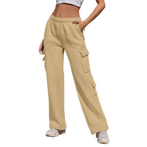 Pantalon Cargo de jogging uni pour femmes multi-poches cordon de serrage taille élastique femmes pantalons de sport Streetwear pantalons longs décontractés - Product Image 5