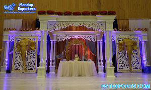 เอเชียฮินดูงานแต่งงานสีขาวHeer Mandapชุดราตรีฮินดูงานแต่งงานอินเดีย Mandapราคาไม่แพงเสาโรมันงานแต่งงาน Mandap - Product Image 4